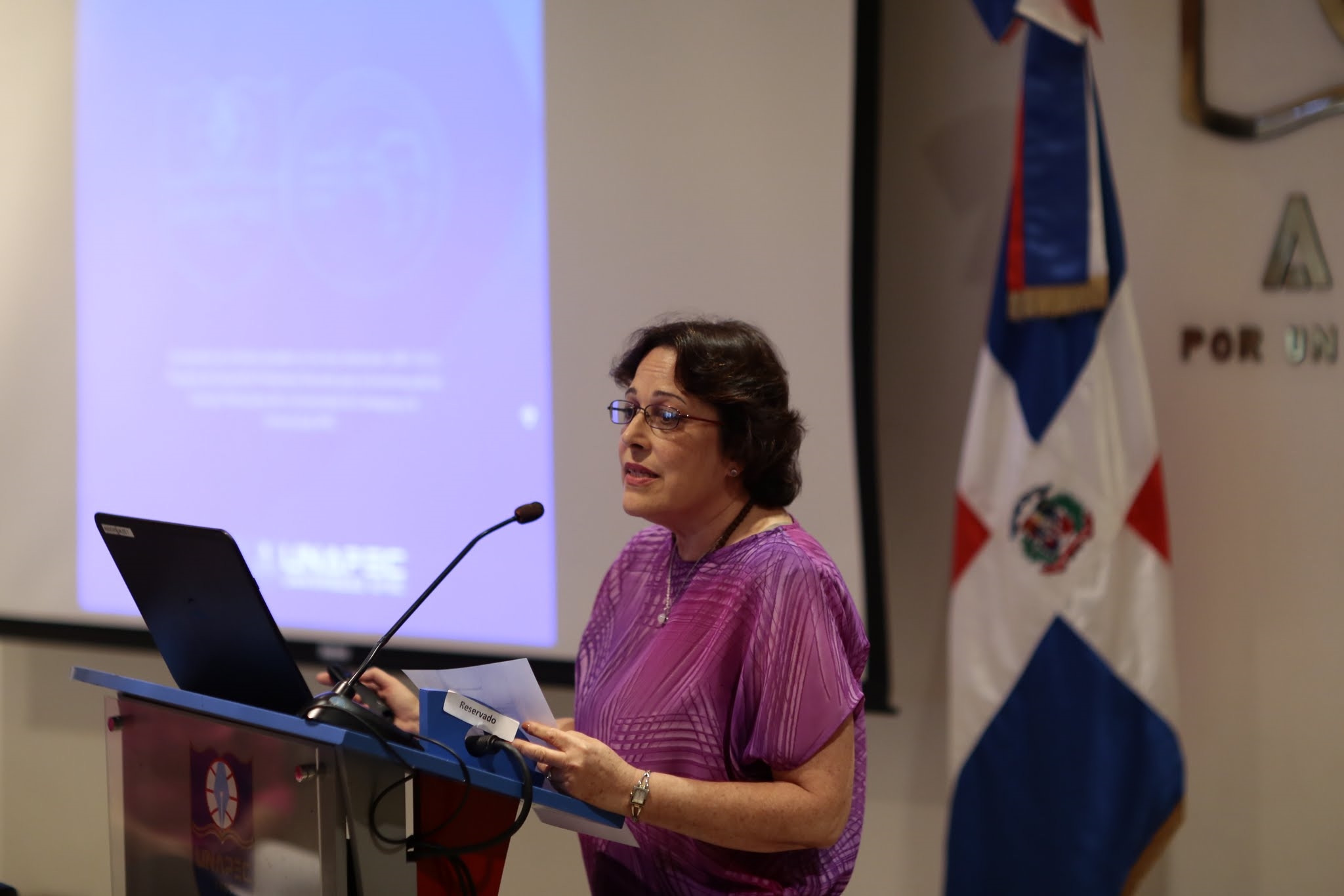 Sra. Rosmina Valdez, de la Oficina de Publicaciones, dependencia de la VIIRI, describió las características del libro. 