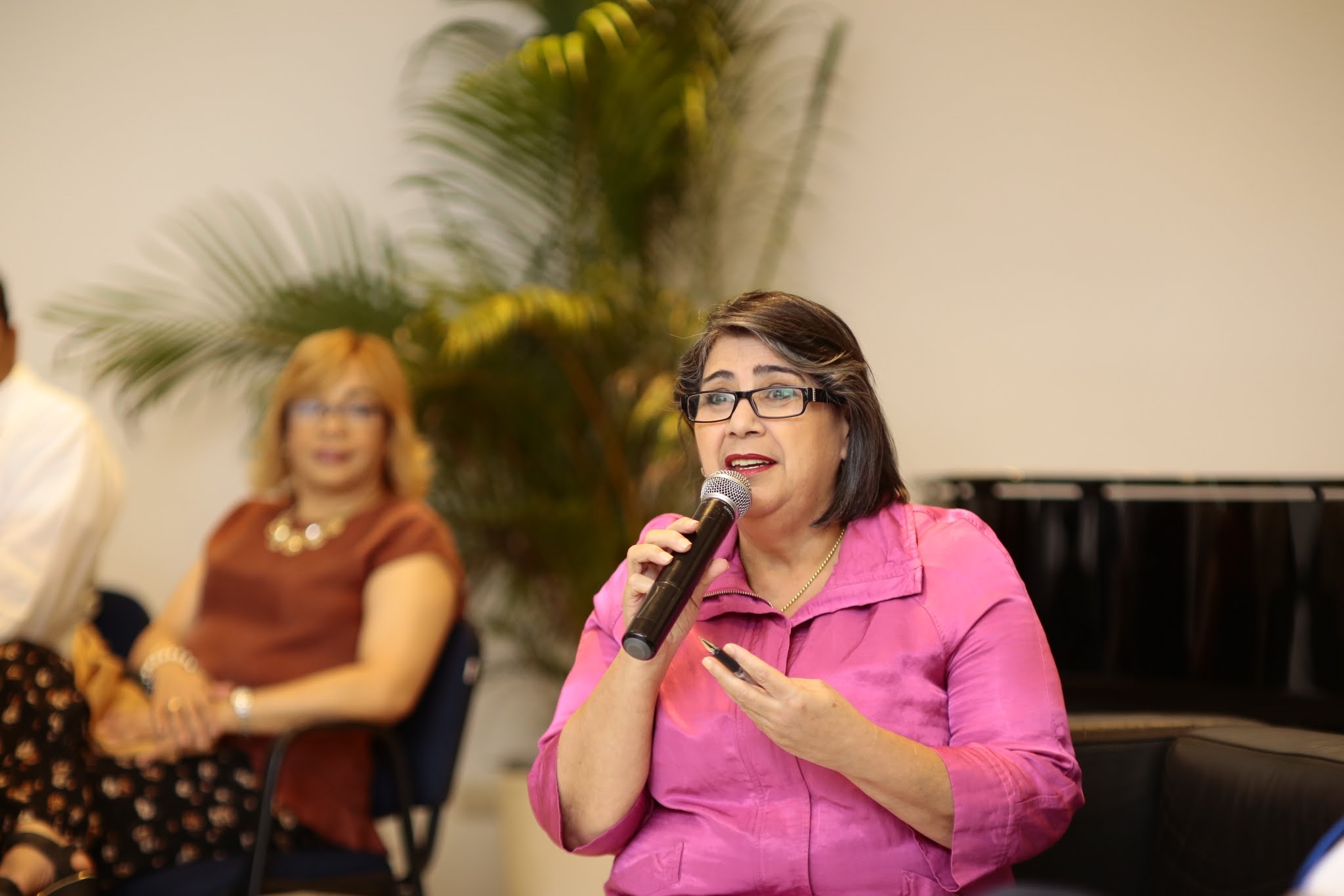 Dalma Cruz Mirabal, vicerrectora de Estudios de Posgrado de UNAPEC, quien tuvo a su cargo la introducción contextual.